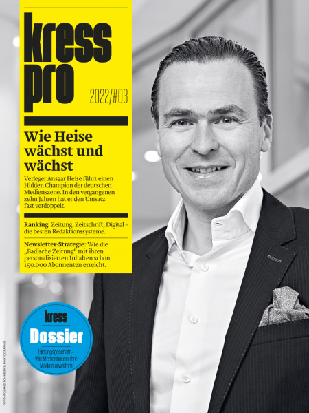 kress pro 2022/03: Wie Heise wächst und wächst - Verleger Ansgar Heise führt einen Hidden Champion der deutschen Medienszene. In den vergangenen zehn Jahren hat er den Umsatz fast verdoppelt.